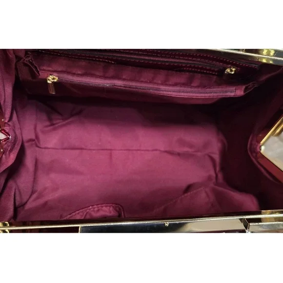Candace Christian Stella Burgundy Red Patent Vegan Leather Top Handle Bag purse - Picture 6 of 10